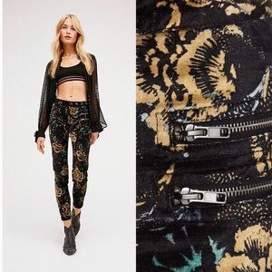 Free People “Lennon” Velvet Floral Skinny Pants